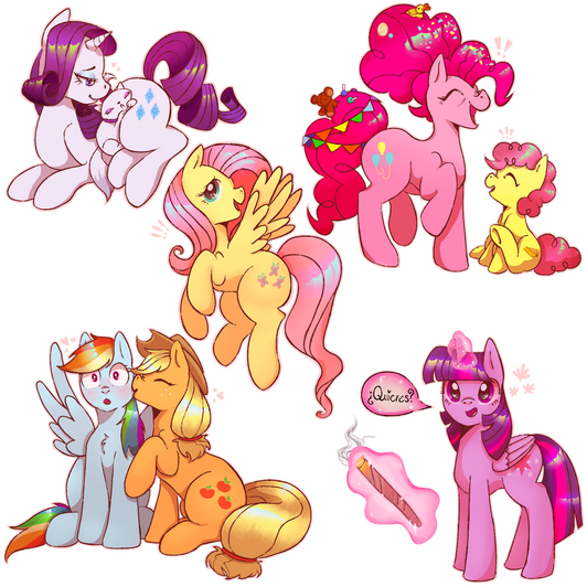 mane 6 ft. lil cheese &amp; opal (mlp)